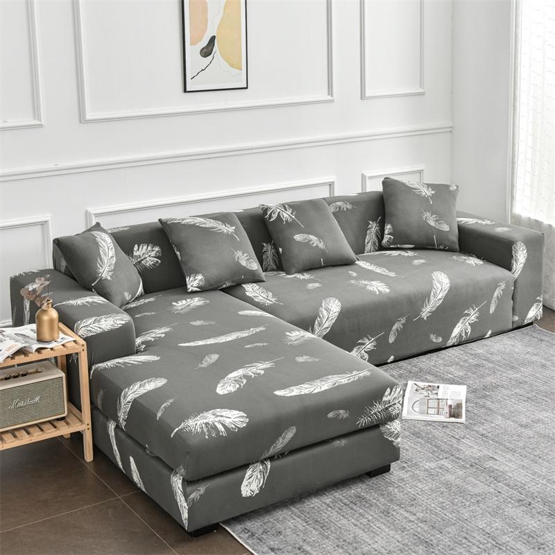 Elasticated Sofa Covers for Living Room Spandex Chaise Longue Corner Armchair Cover Cushion Couch Furniture 190-230cm Slipcovers
