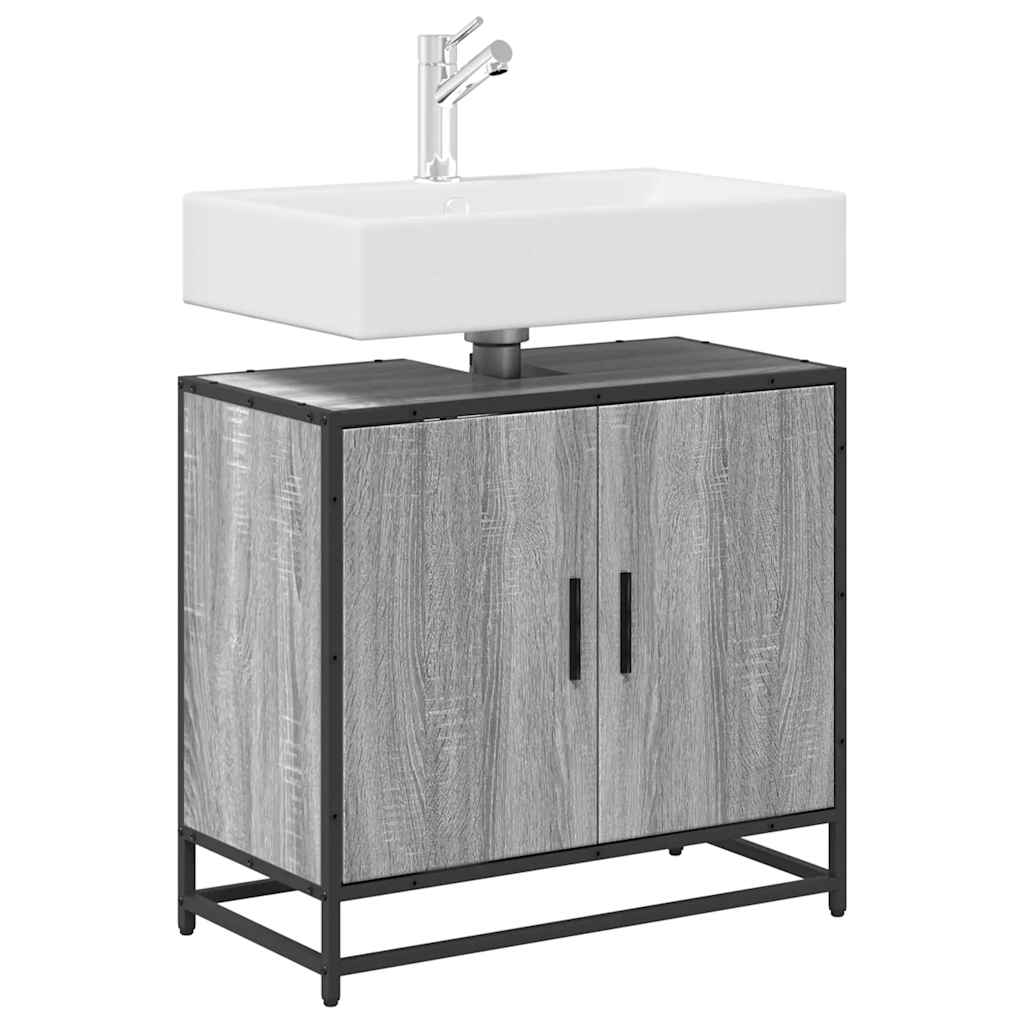 Bathroom Vanity Unit Grey Sonoma 65 X 33 X 60 Cm Engineered Wood