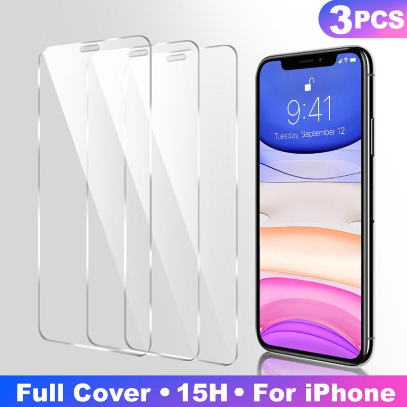 3Pcs Tempered Glass iPhone 14 Plus 13 Pro Max 12 15 16 17 Air 16e Pro Mini 11 Pro Max X XR XS 6 6s 7 8 Plus SE Screen Protector Film Curved