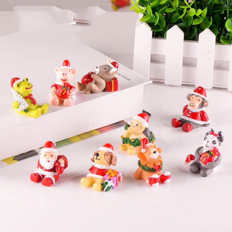 Schattige Doe-het-zelf Kerstdier Hars Mini Landschapsdecoraties Voor Huis Tuinen