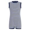 Unisex Kids Special Needs Adaptive Jumpsuit Sleeveless Back Invisible Zipper Press Button Crotch Striped for Easy Dressing