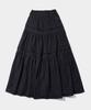 Place Studio Slim Fit Basic Winter Tiered Elastic Long Ruffle Skirt [White]