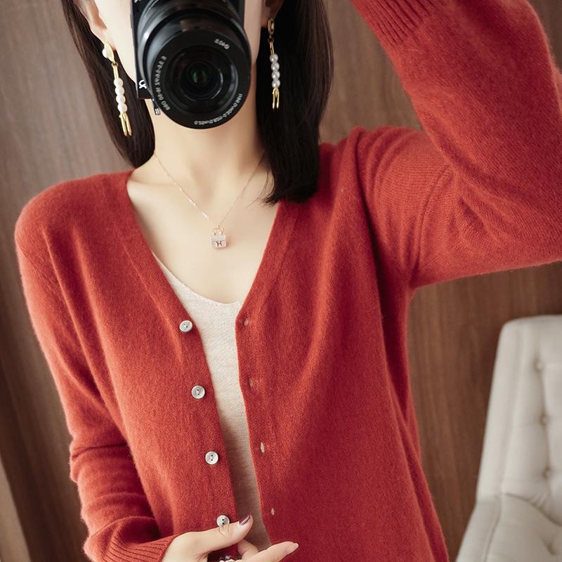 New Spring/Summer V-Neck Loose Plus Size Thin Knit Long Sleeve Cardigan Sweater Set