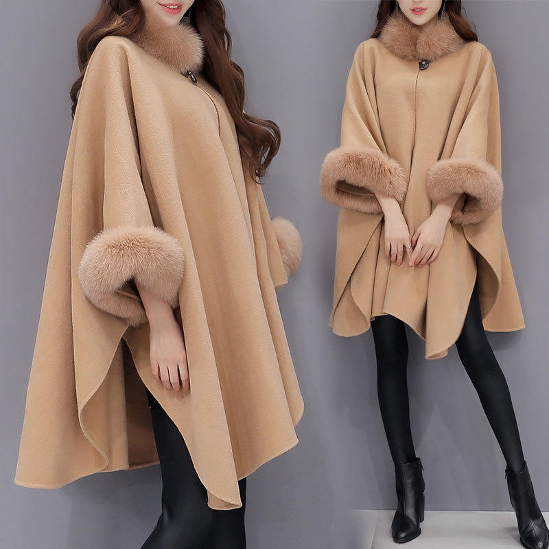 Winter Women's Parka Casual Coat Women Fur Jacket Woman Clothes Cloak Shawl Jacket