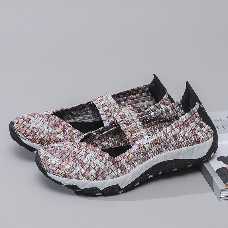Casual Shoes Woman Sneakers Summer Flat Shoes Breathable Mesh Women Vulcanize Shoes Soft Bottom Women Woven Shoes