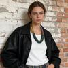 Exaggerated Casual Retro Literary Geometric Plastic Beaded CCB Wooden Square Splicing Necklace Women's Necklace