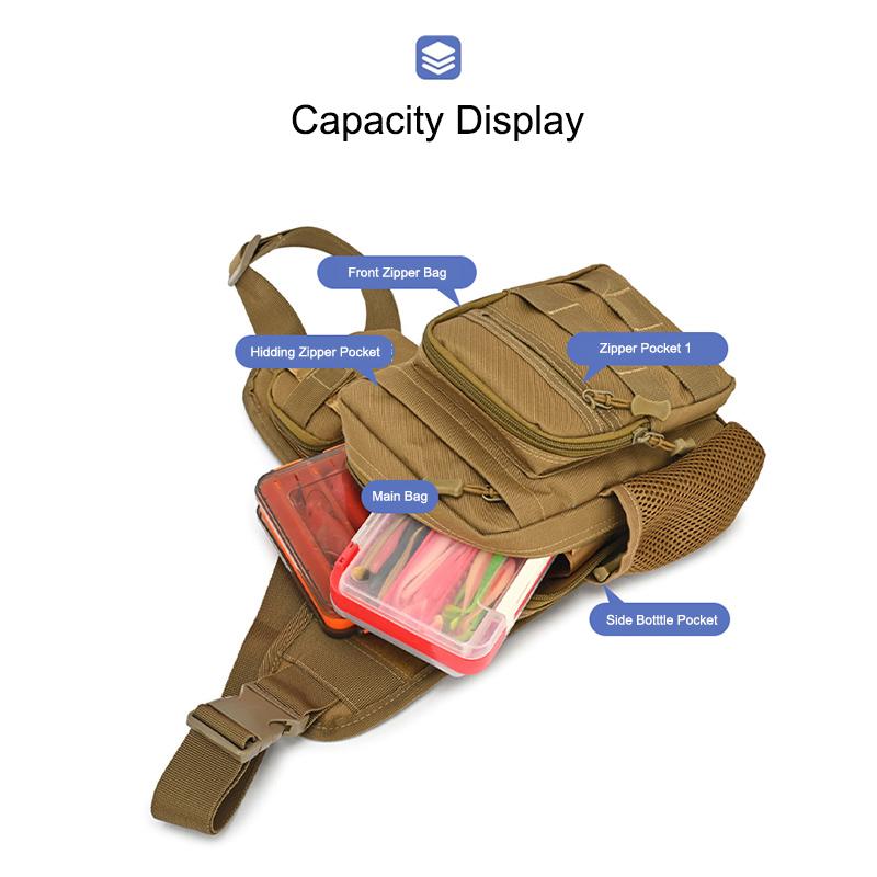 Sac de camping, d'escalade, pochette de poitrine pour hommes, cyclisme, randonnée, voyage, sport de plein air, tactique, bandoulière, Molle, pêche, sac banane