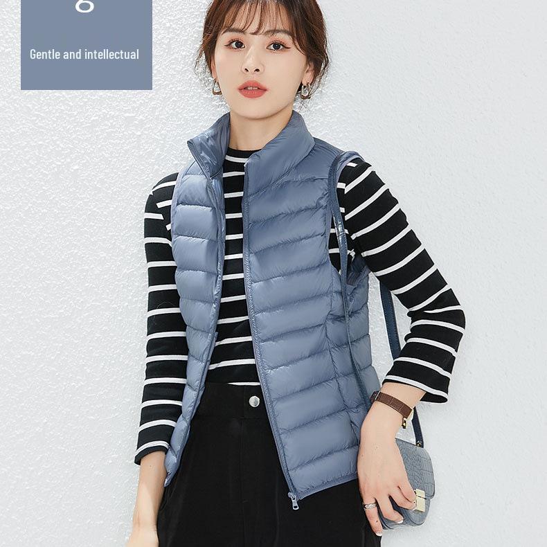 Youjia Women's Lightweight 90% White Duck Down Vest - Sleeveless, Warm, and Stylish for Autumn & Winter