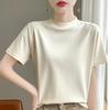 Spring  Autumn Semi-high-necked Cotton Short-sleeved Women's Stand-up T-shirt Joker Loose Sleeve Top Slim Bottom