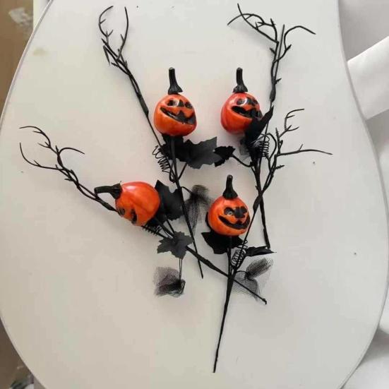 Yousheng Halloween Artificial Pumpkin Branches Faux Fall Pumpkin Bouquet Fake Pumpkin Maple Leaf Picks for Harvest Thanksgiving Floral Arrangement