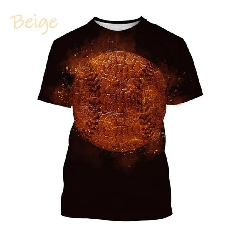 Hot Sale Baseball Pattern Printing Personality 3D T-shirt Sports Softball Unisex Harajuku Quick-drying Short-sleeved T Shirt Top