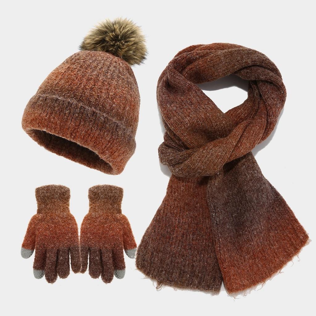 Acrylic Knit Hat Scarf Gloves Set For Fall Casual Womens Fashion Accessory Pack