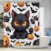 Halloweenová dekorace Sprchový závěs Sada s potiskem černých koček, dýní, netopýrů Nepromokavá látka Vložka do koupelny Pro dětské dárky