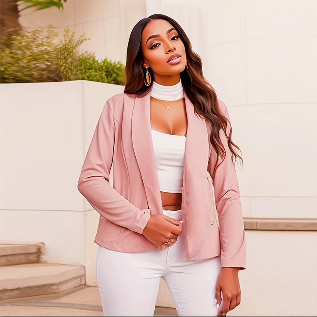 Einfarbiger Cropped Blazer für Damen, Europäischer & Amerikanischer Stil, Lässige Professionelle Büro-Damenoberbekleidung, Modischer Eleganter Arbeitsblazer