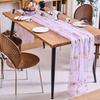 Geborduurde Bloemige Tafel Runner Dunne Tule Tafel Runner Vlinderbloem Tafel Runner voor Eettafel Bruiloft Babyborrel Lente Feest