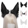 Cosplay Furry Animal Wolf Ears Hair Hoop Lolita Costume Cosplay Long Fur Headpiece for Halloween Party Decoration