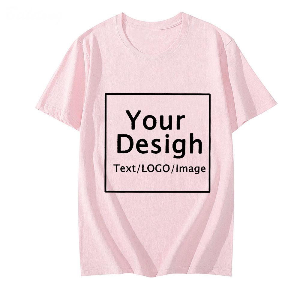 Customer Design T Shirts DIY Logo Image Print T-shirt 100% Cotton Short Sleeve Men Women Casual Clothing Vintage Tshirt
