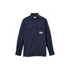Solid Color Polo Collar Single-Breasted Long Sleeve Shirt Men Shirts Blue A6RC9-433