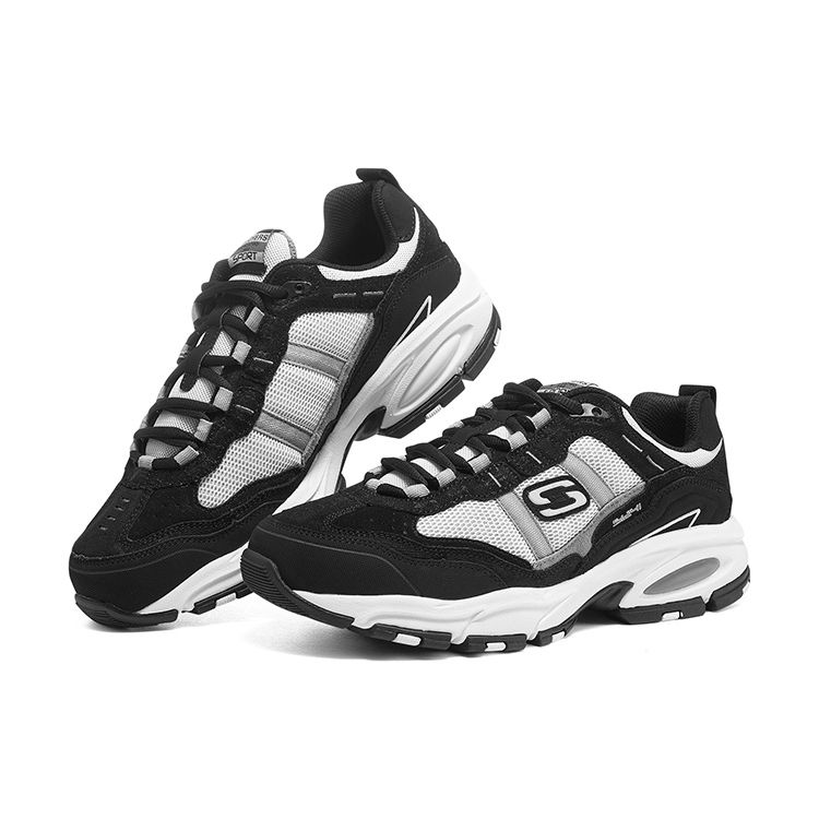 Skechers Vigor Stoff Synthetikleder Klassisch Vielseitig Niedrig geschnitten Dad Shoes Herren Sneaker Schwarz Weiß 51241-BKW