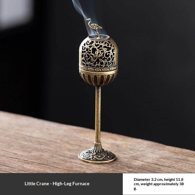 Alloy Hollow Aromatherapy Deer Crane Incense Burner Indoor High-Foot Stove Office Tea Room Decoration Incense Burners