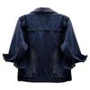Cropped Denim Jacket For Women's 3/4 Sleeve Colored Light Ripped Short Jean Jackets Lapel Button Down Coats