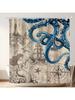 Vintage Nautical Octopus Shower Curtain, Funny Ocean Kraken Shower Curtains Waterproof, 72x72 Inches Anchor Coastal Map Shower