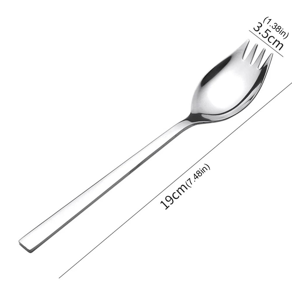 Stainless Steel Sporks Fork Spoon Camping Outdoor Tableware Salad Dessert Utensils Picnic Hiking Instant Noodle