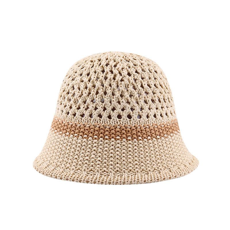 Summer Breathable Straw Hat With Wide Brim And Mesh Design For Beach And Sun Protection