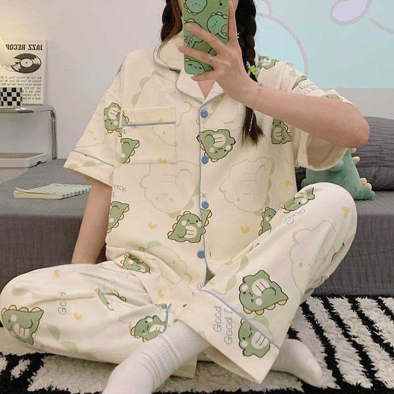Direct Supply Pajamas Women's Fashion Fresh and Simple Style Striped Control Short-sleeved Trousers Loungewear Women's Casual Suit