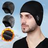 Bonnet doublure de casque de cyclisme d'hiver avec trous pour lunettes Protection des oreilles Élastique Antidérapant