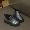 Kids Silver Holographic Elastic Panel Side Zipper Chelsea Ankle Boots