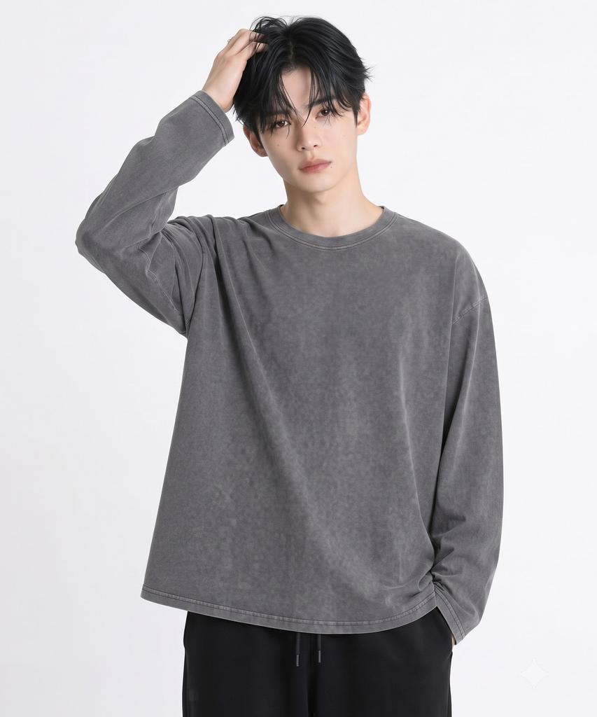 OHP OHP Standard Pigment Long Sleeve T-Shirt Gray