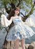 Jundakara Tiered JSK Jumper Skirt with Faux Princess and Features a Perfect for Lolita and Available in Light Blue and Women's Sleeves, Choker,