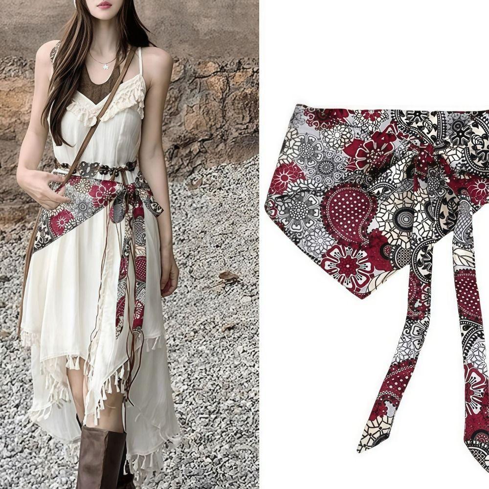 Ethnic Style Triangular Scarf Multicolor Belt Fashion Waist Seal Women