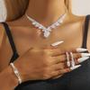 Luxury Jewelry Glass Zircon Wedding Party Necklace Earrings Set Dress Dress Dinner Clavicle Necklace