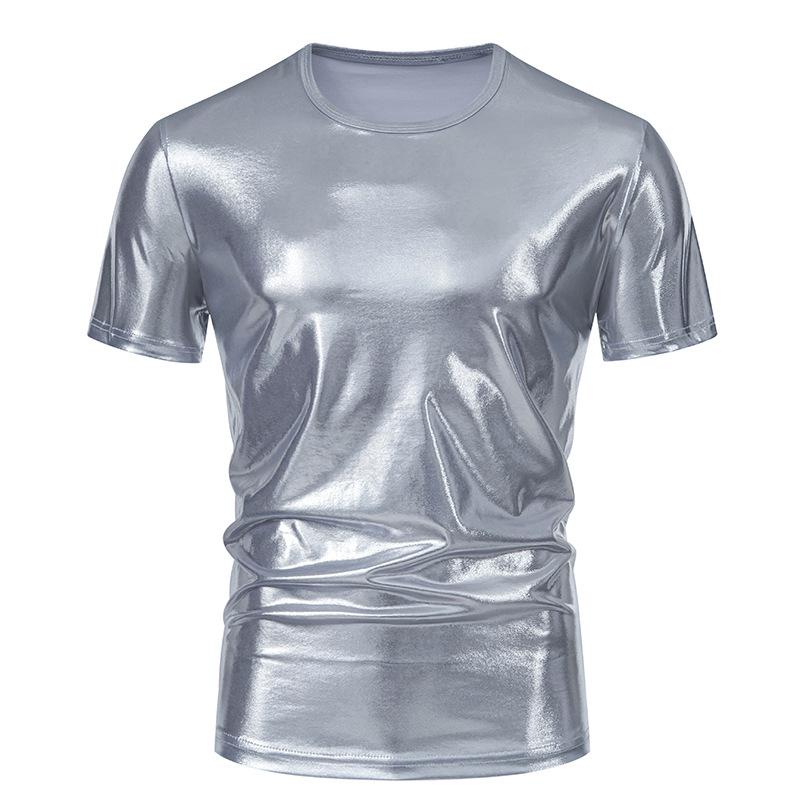 2024 Summer European-Size Men's Casual Shiny Short-Sleeve T-shirt