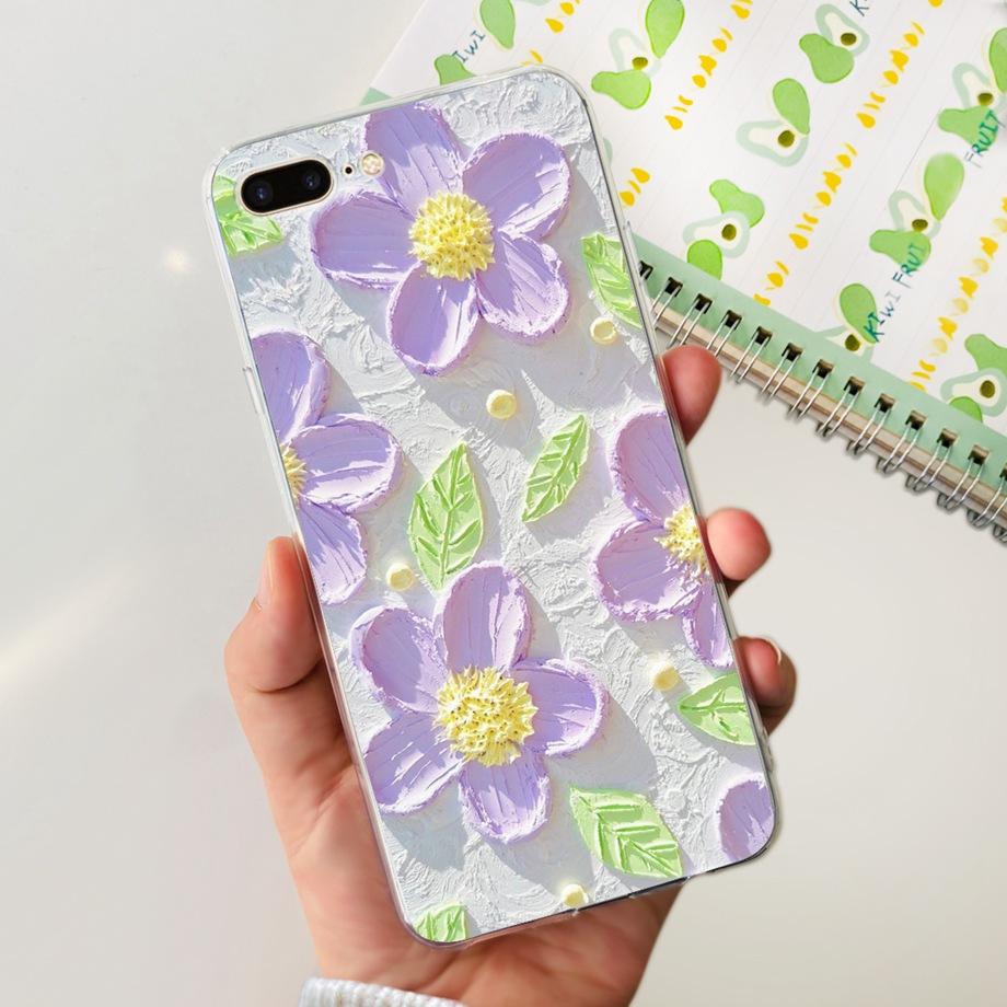 For iPhone 7 8 7Plus 8 Plus Phone Case iPhone SE 2020 Back Cover Soft TPU Transparent Silicone Bumper Flower Butterfly Coque Bag