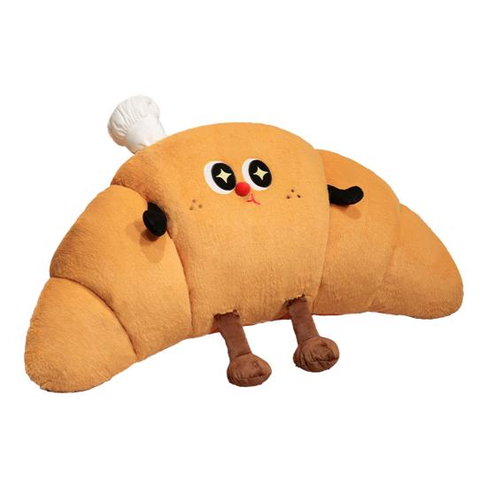 Croissant Shaped Stuffed Pillow Cute Plush Croissant Pillow with Legs Back Cushion Lumbar Support Pillow for Sofa Bed Couch