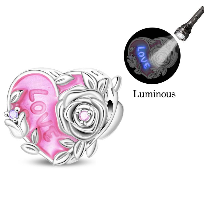 925 Silver Starry Sky Secret Garden Heart-Shaped Sunflower Charms Bead For Women Fit Bracelet DIY Jewelry Gift