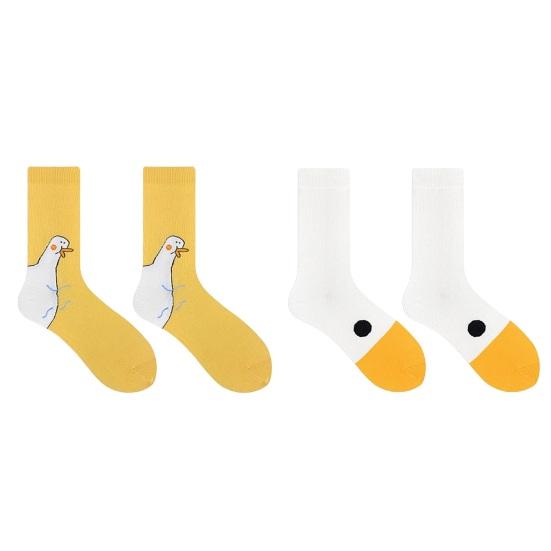 1 Paar Cartoon Gänse Socken Feuchtigkeitsableitend Atmungsaktiv Baumwolle Wadenlang Stretch Herren Damen Tier