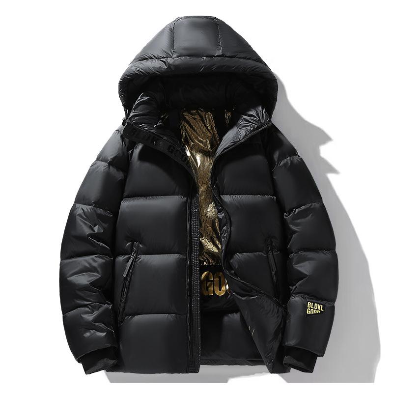 Down Jacket Men's Winter Short Men's Warm Bread Wear Men's and Women's Thick Black Gold White Duck Down Men's Coat