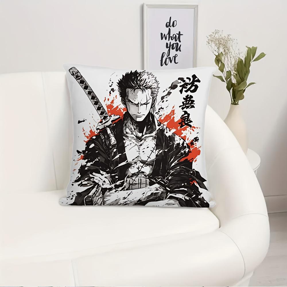 1Pc "Samurai Warrior Pillow Cover – Anime Sword Art For Fan Room, Living Room & Bedroom Decor" 40X40Cm