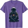 Meditating Astronaut Galaxy Print Casual Cotton Short Sleeve Graphic Tee for Men