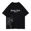 Attack on Titan Anime Levi Allen Retro Print T-shirt Korte Mouwen Heren en Dames Zomer Puur Katoen Los T-shirt Cosplay