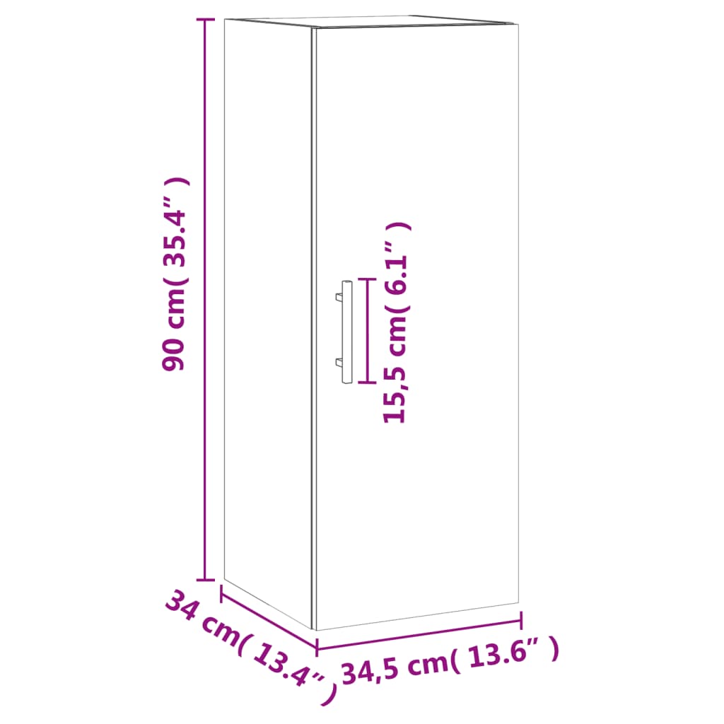 Wall Mounted Cabinet Concrete Grey 34.5 X 34 X 90 Cm
