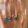 Moderne Blauwe Cubic Zirconia Open Ring Titanium Staal Sieraden Vinger Accessoire Voor Dagelijks Gebruik Of Evenement