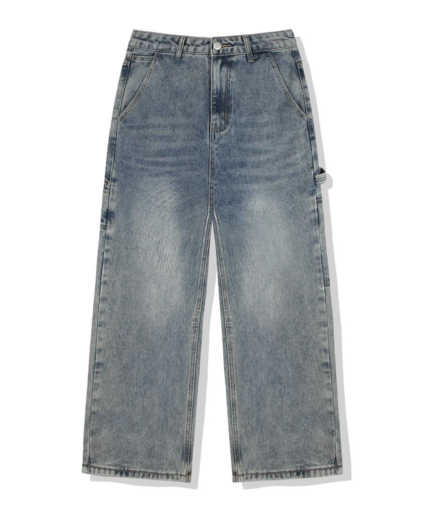 ANEWBROS Remy Carpenter Balloon Wide Washed Denim Pants 4 Colors [Anbd_6023] (A Type)