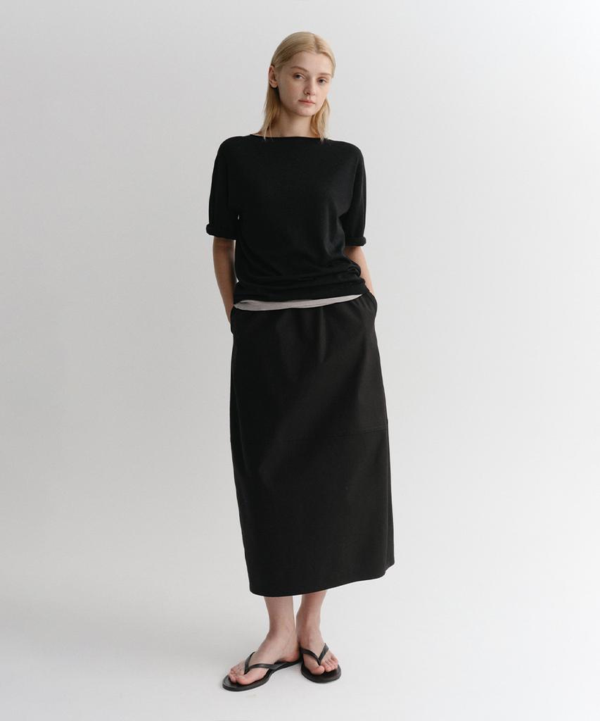 Ia Cocoon Banding Skirt (Black)