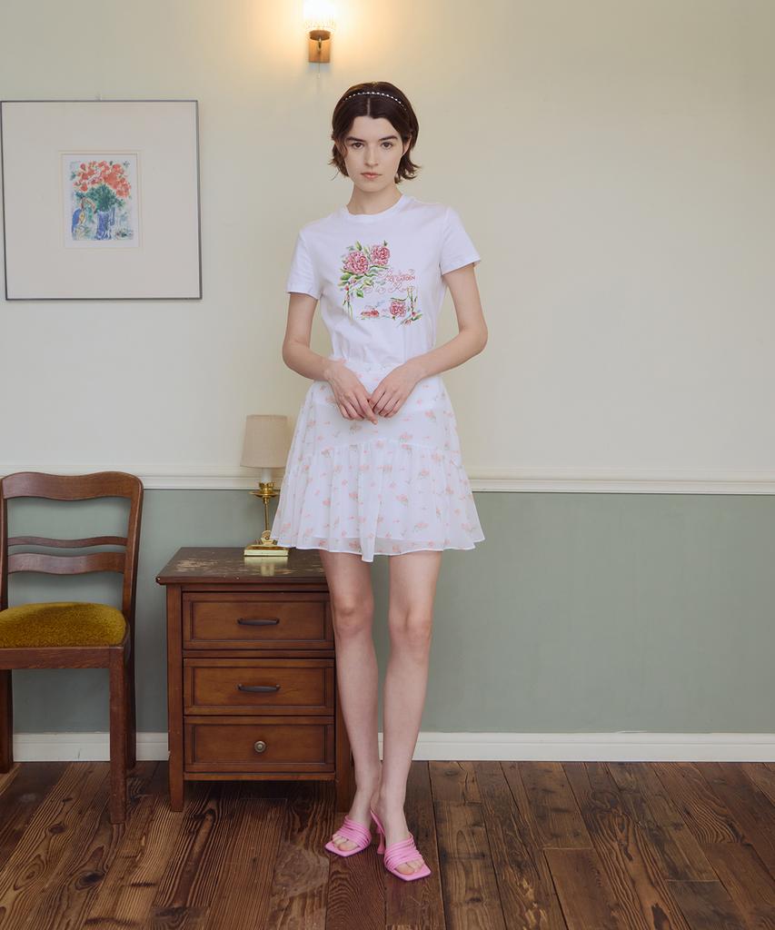 Aiseugadeuneiogongpal Splendeur De La Rose Print T-Shirt