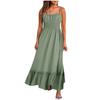 Womens Summer Maxi Dress Sleeveless Floral Spaghetti Strap Smocked Boho Beach Long Dress Beachwear For Vacation